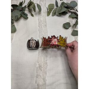 Bath and Body Works Pumpkin & Leaf Candle Holder Duo